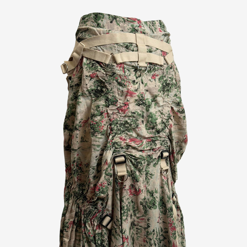 Parachute skirt side zip closure with internal waistband detail