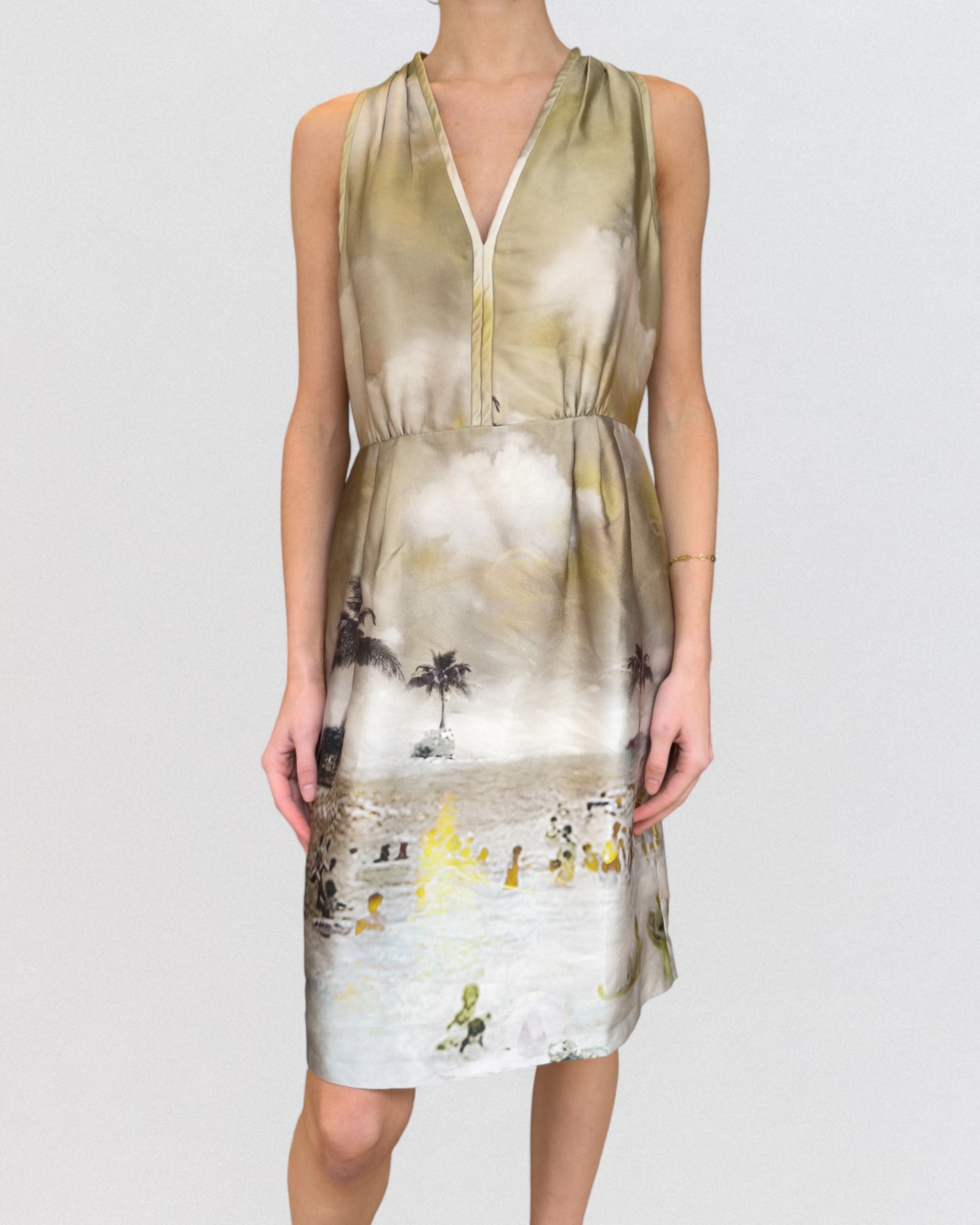 Prada Spring 2010 Printed Silk Halter Neck Mini Dress
