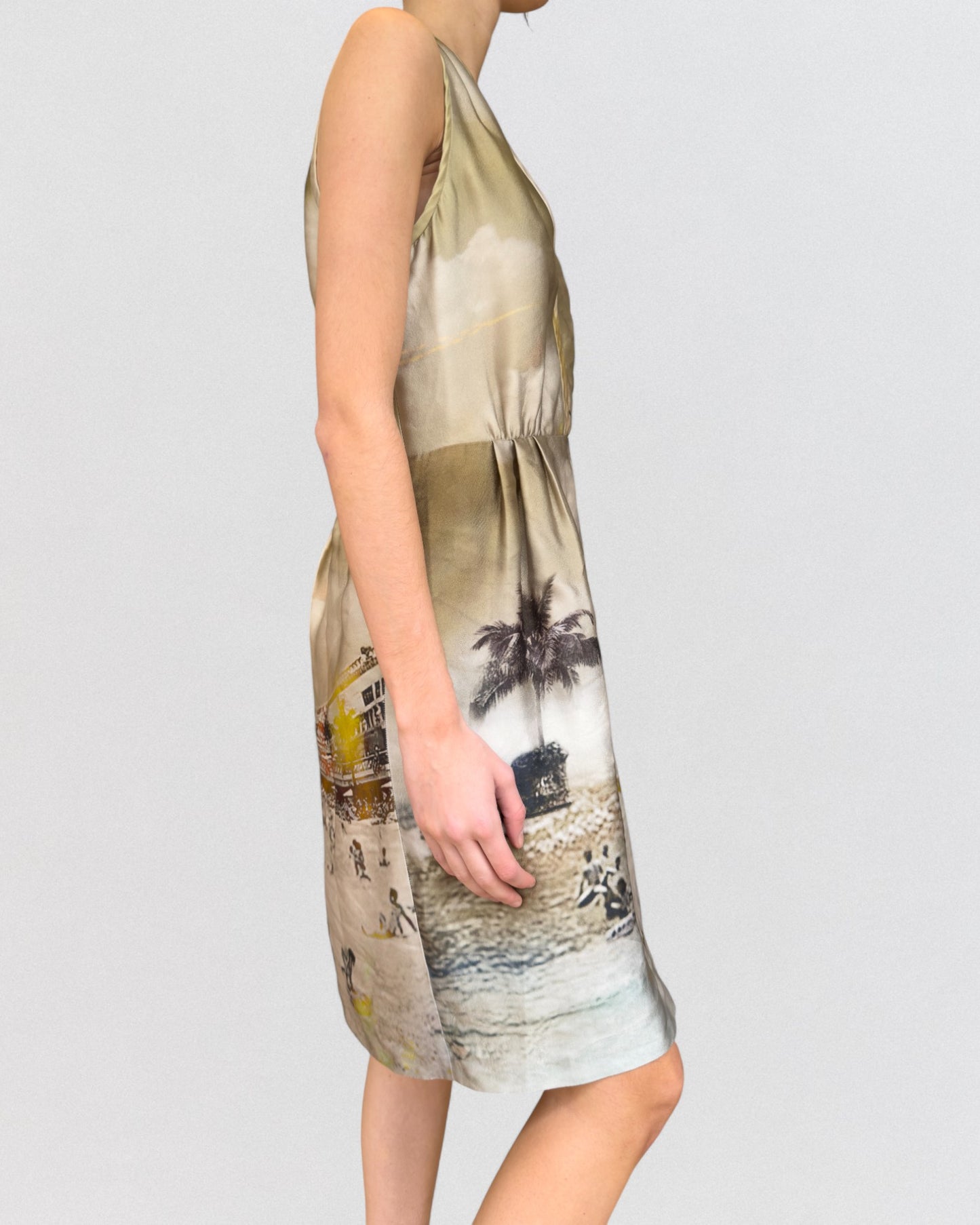 Prada Spring 2010 Printed Silk Halter Neck Mini Dress