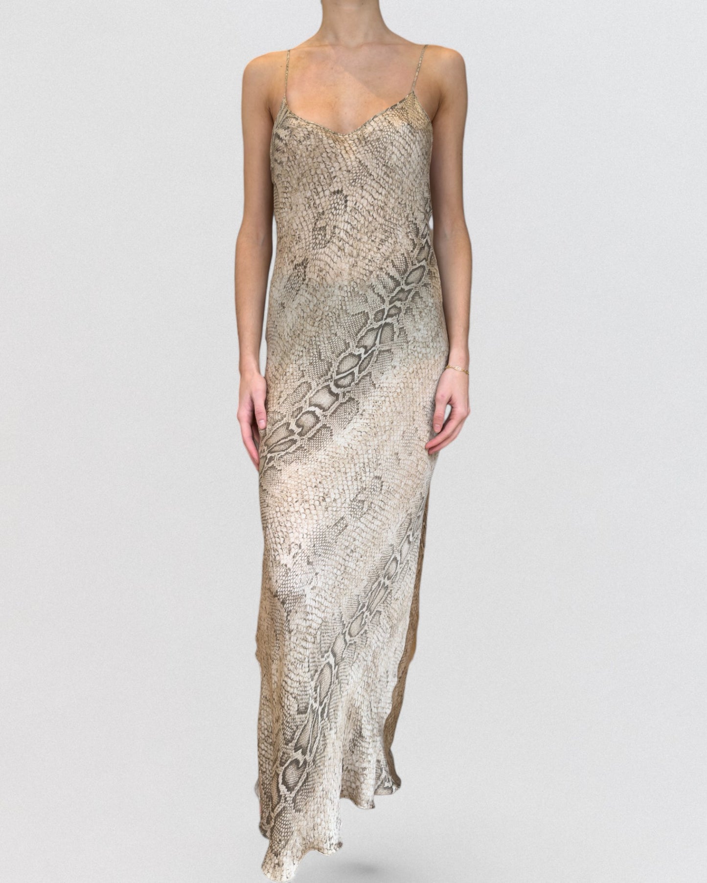 Roberto Cavalli Fall 1998 Snakeskin Silk Slip Gown