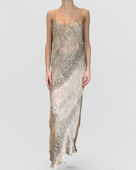 Roberto Cavalli Fall 1998 Snakeskin Silk Slip Gown