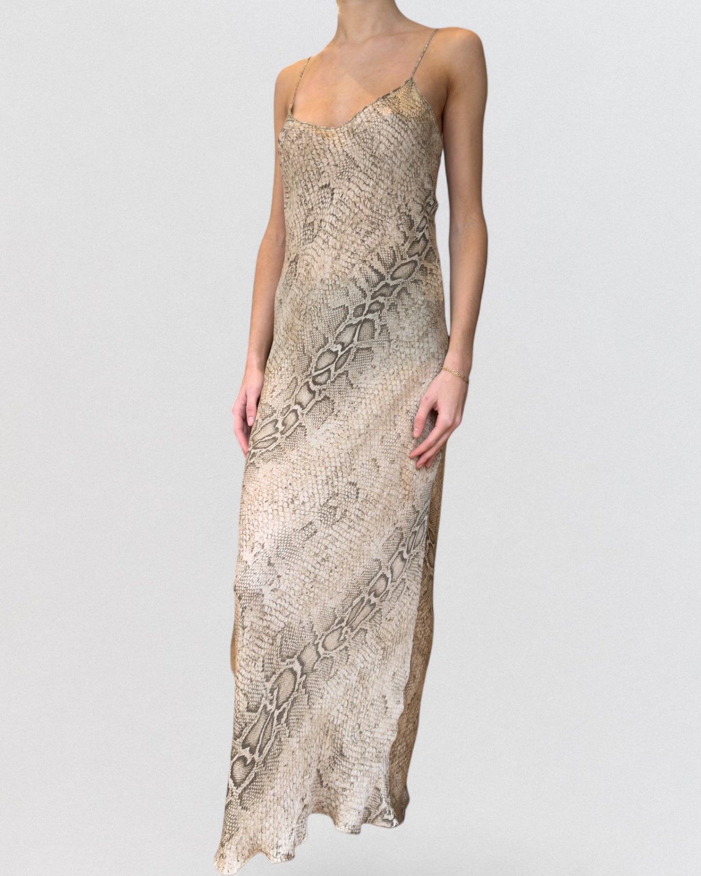 Roberto Cavalli Fall 1998 Snakeskin Silk Slip Gown