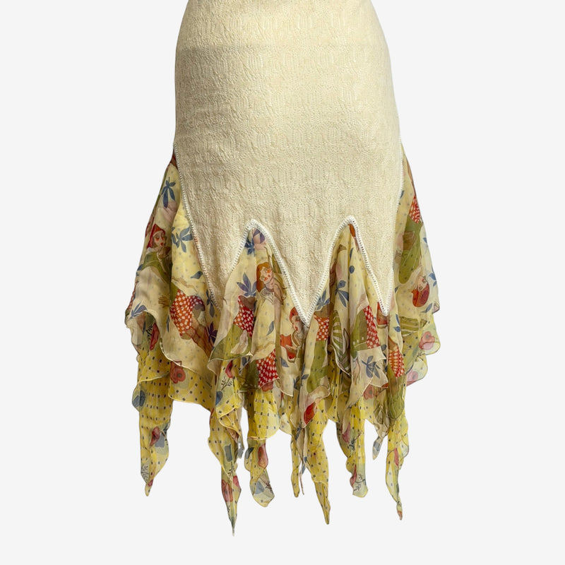 John Galliano S/S 2004 dress hem detail, jagged triangular silk inserts creating dramatic handkerchief effect
