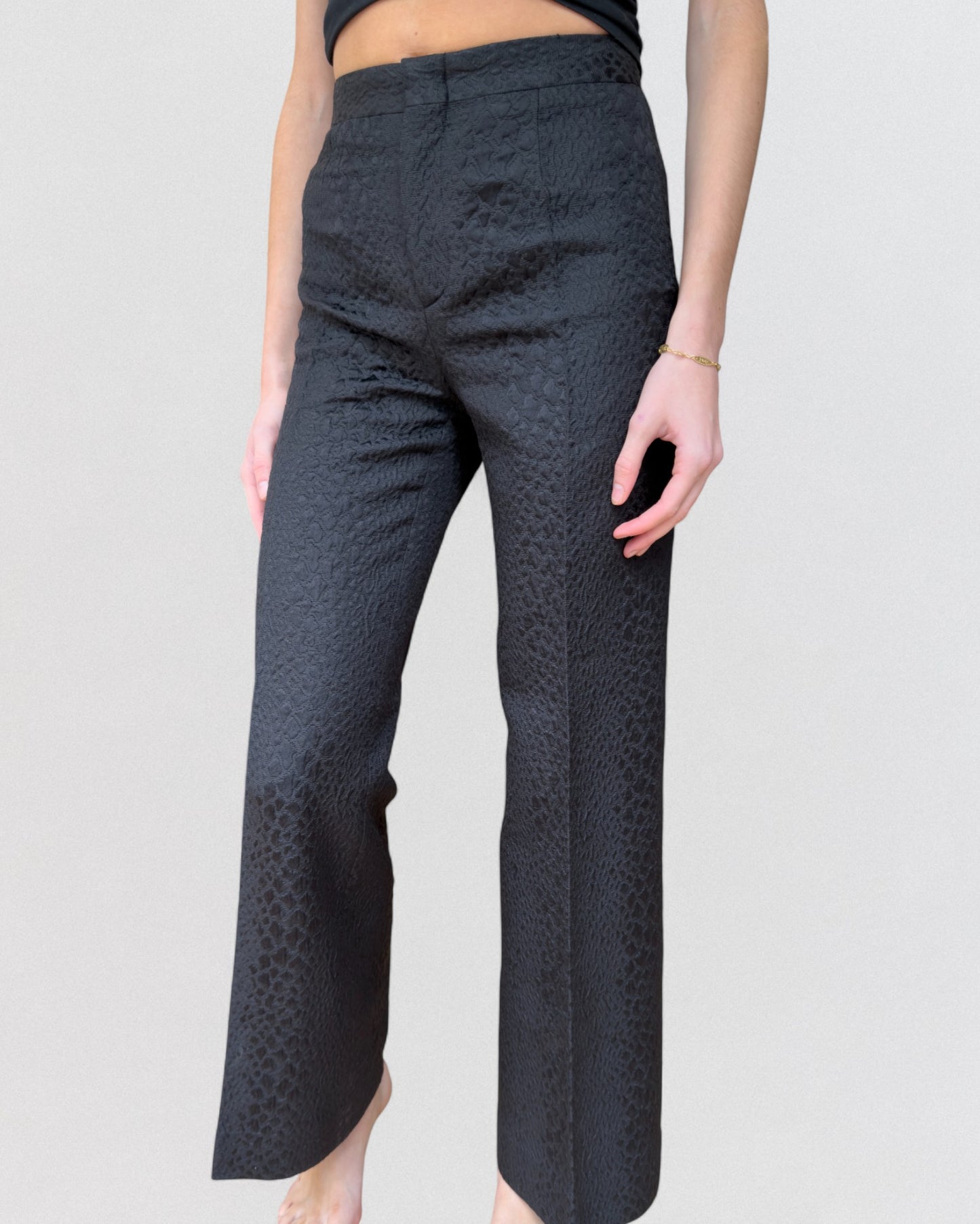 Gucci by Tom Ford Spring 2000 Black Embossed Pants