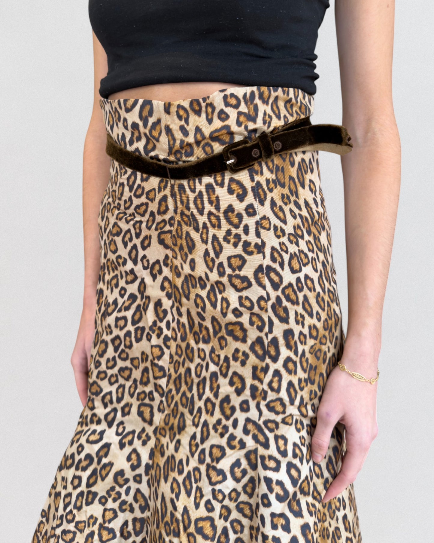 Alexander McQueen Fall 2005 High Waisted Leopard Skirt Fur Trim