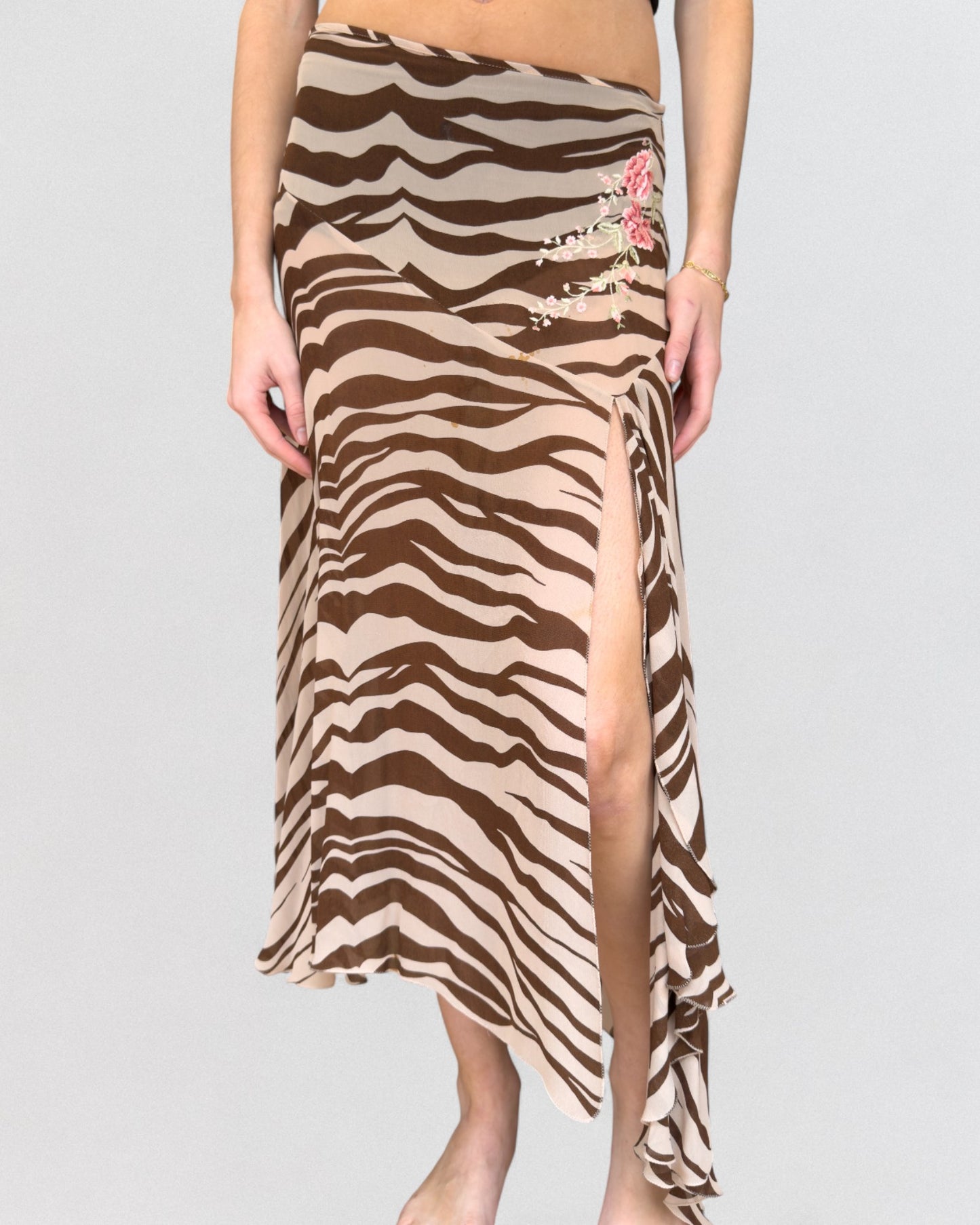 Blumarine Spring 2000 Zebra Print Skirt
