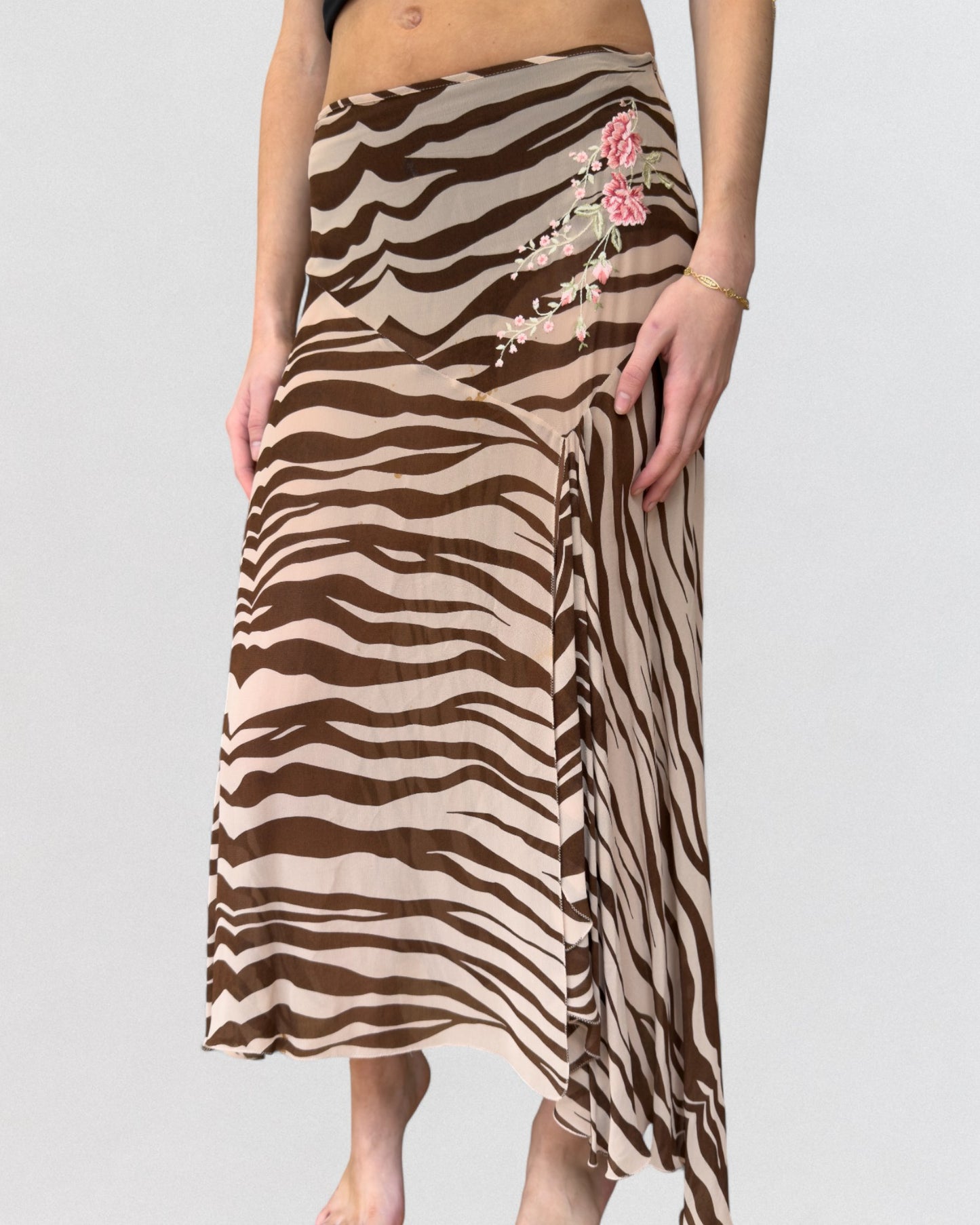 Blumarine Spring 2000 Zebra Print Skirt
