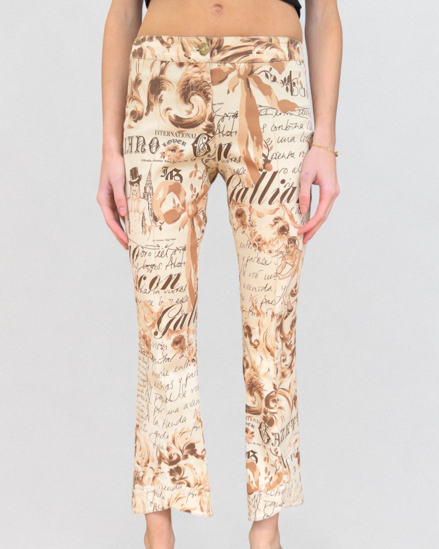 John Galliano Spring 2006 Newspaper Printed Capri Jeans