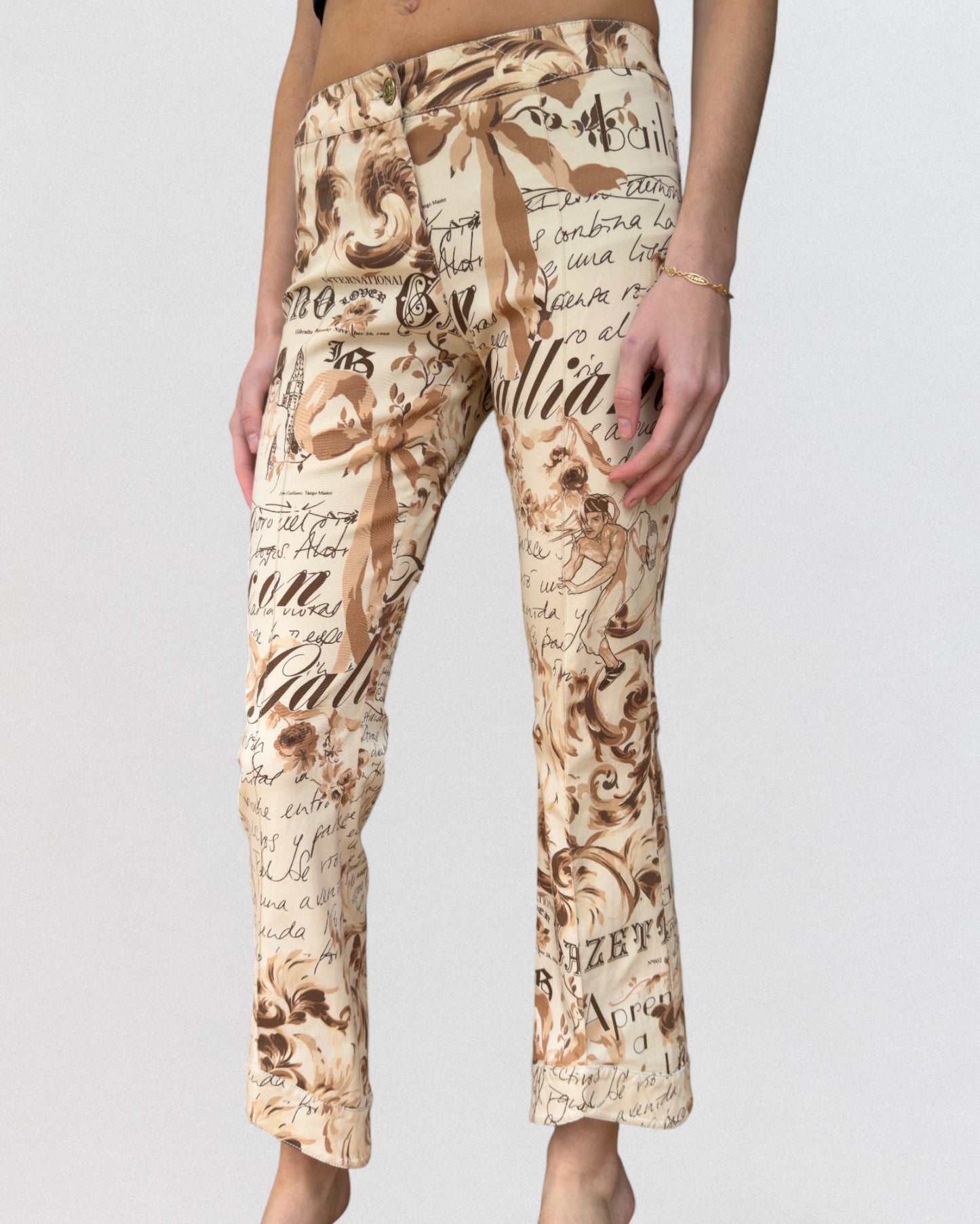 John Galliano Spring 2006 Newspaper Printed Capri Jeans