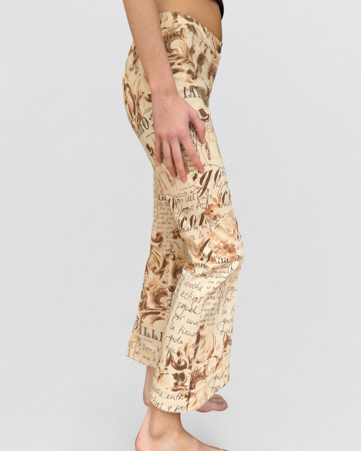 John Galliano Spring 2006 Newspaper Printed Capri Jeans