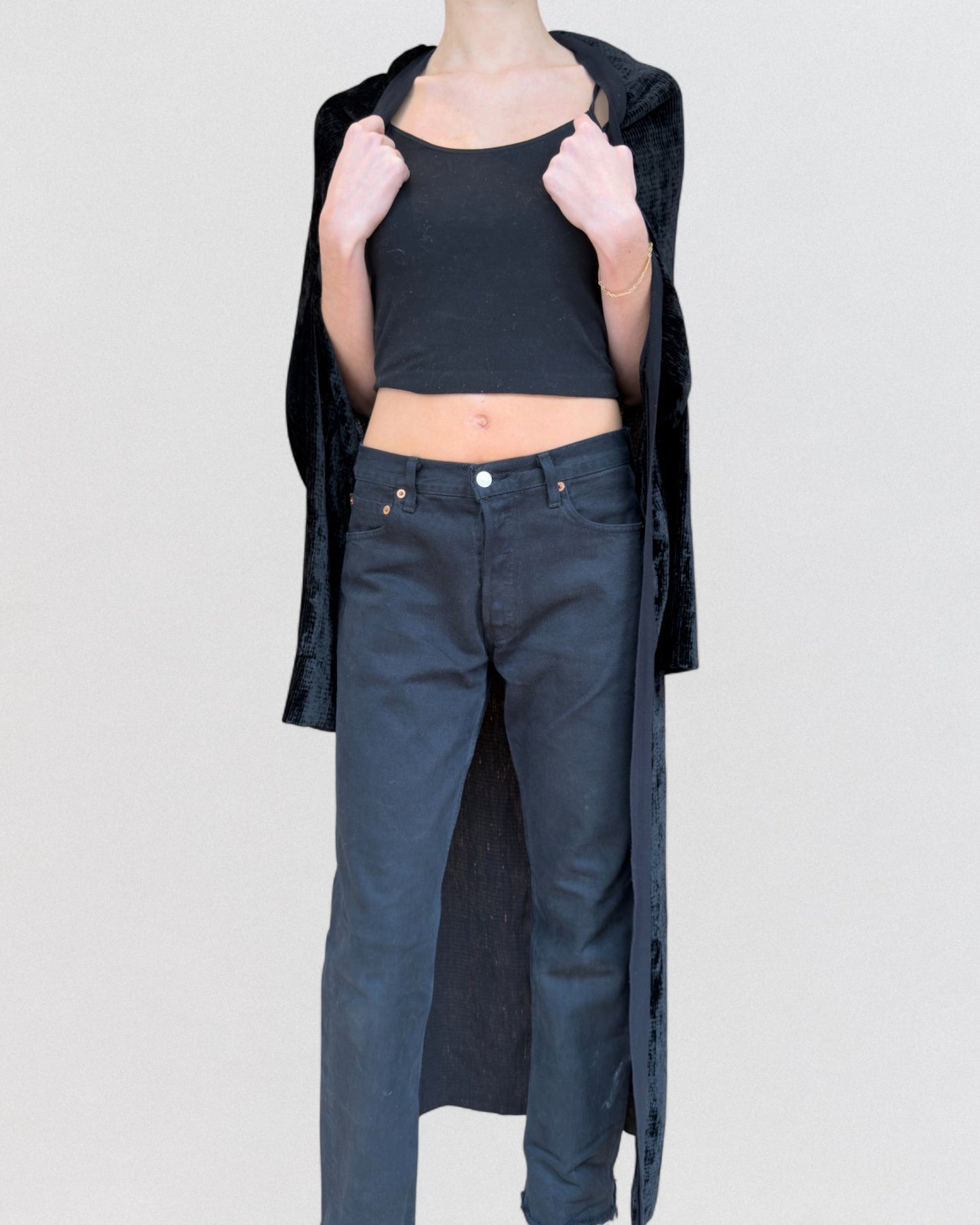 Yohji Yamamoto Spring 2002 Crushed Velvet Black Cape