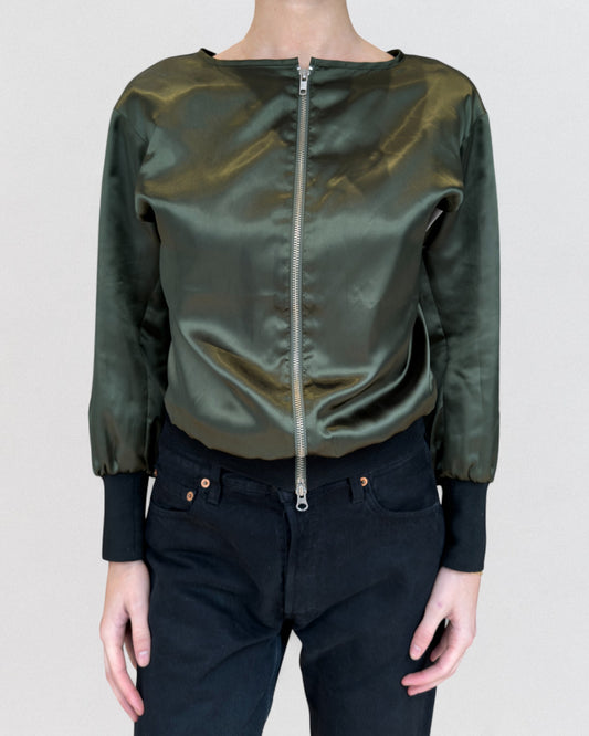 Yohji Yamamoto Spring 2002 Zipped Silk Bomber Jacket