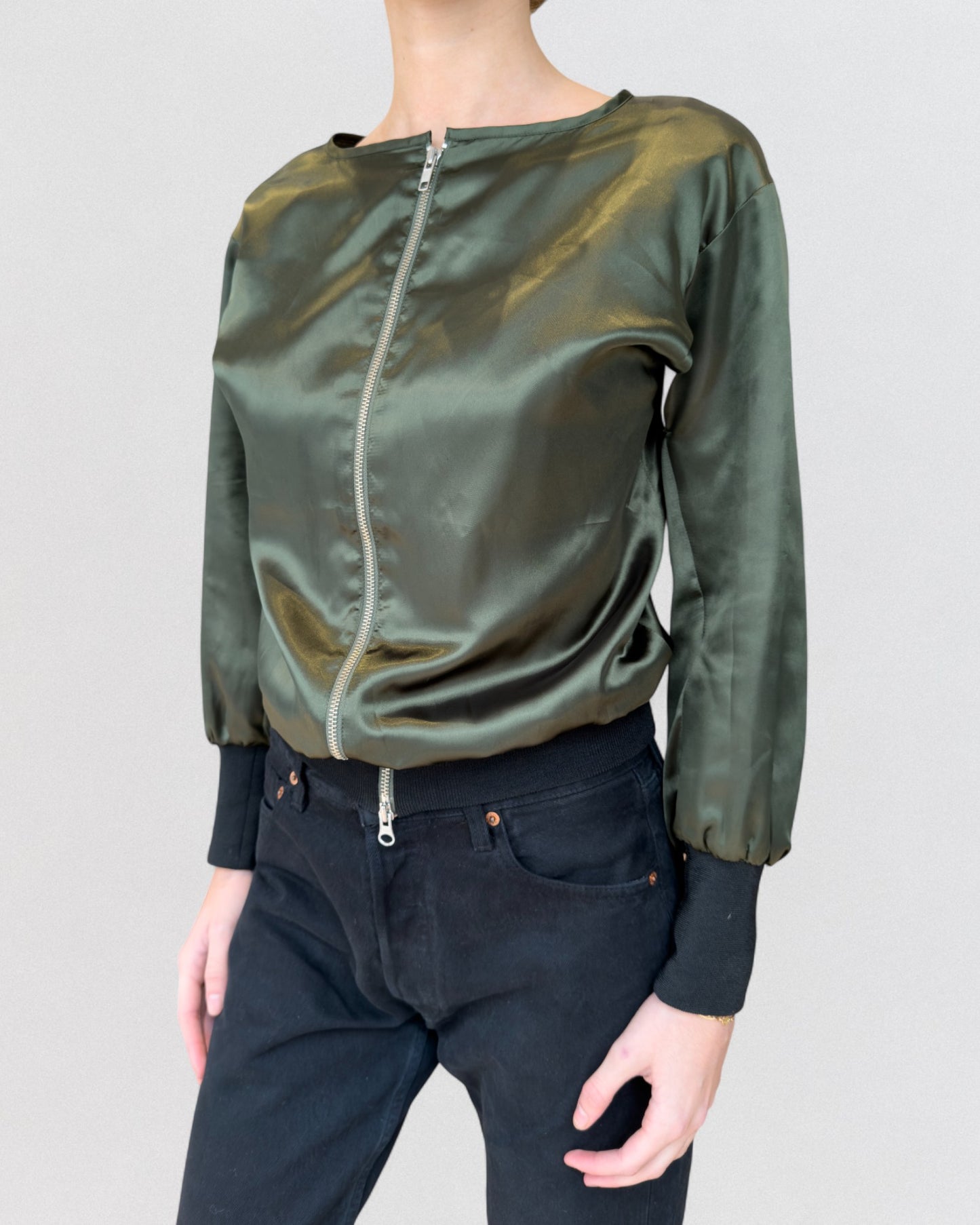 Yohji Yamamoto Spring 2002 Zipped Silk Bomber Jacket