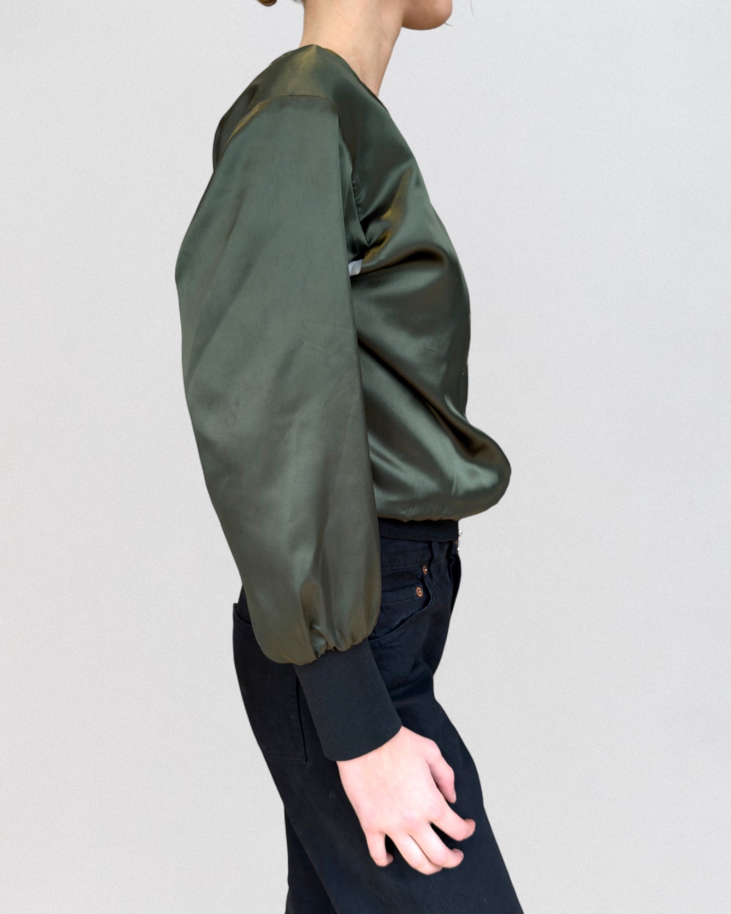 Yohji Yamamoto Spring 2002 Zipped Silk Bomber Jacket