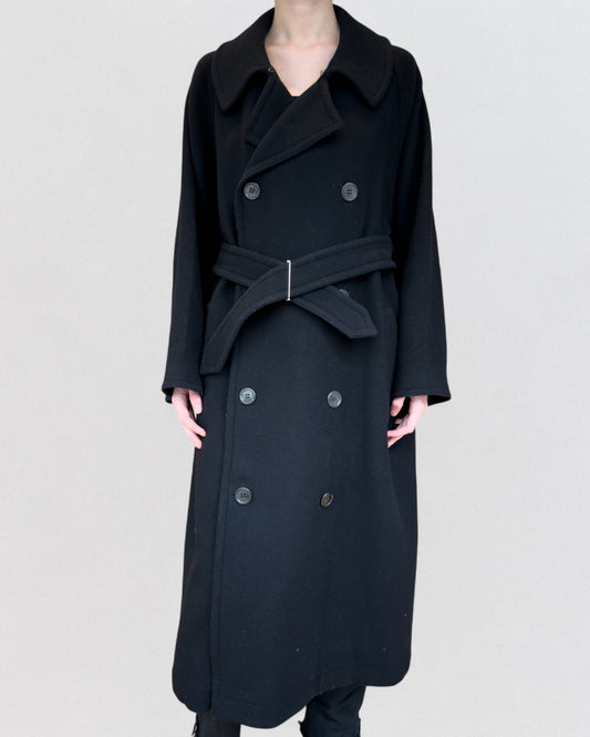 Yohji Yamamoto Fall 2002 Oversized Belted Double Breasted Wool Coat