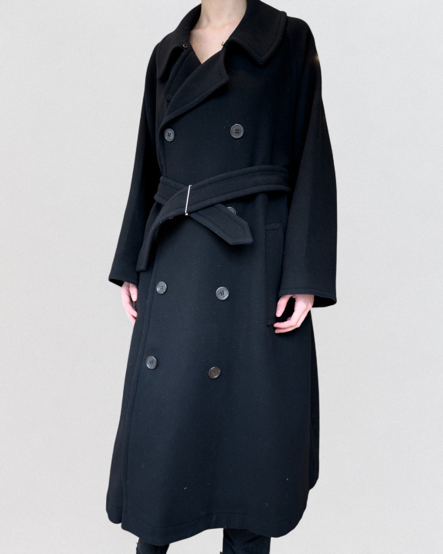 Yohji Yamamoto Fall 2002 Oversized Belted Double Breasted Wool Coat
