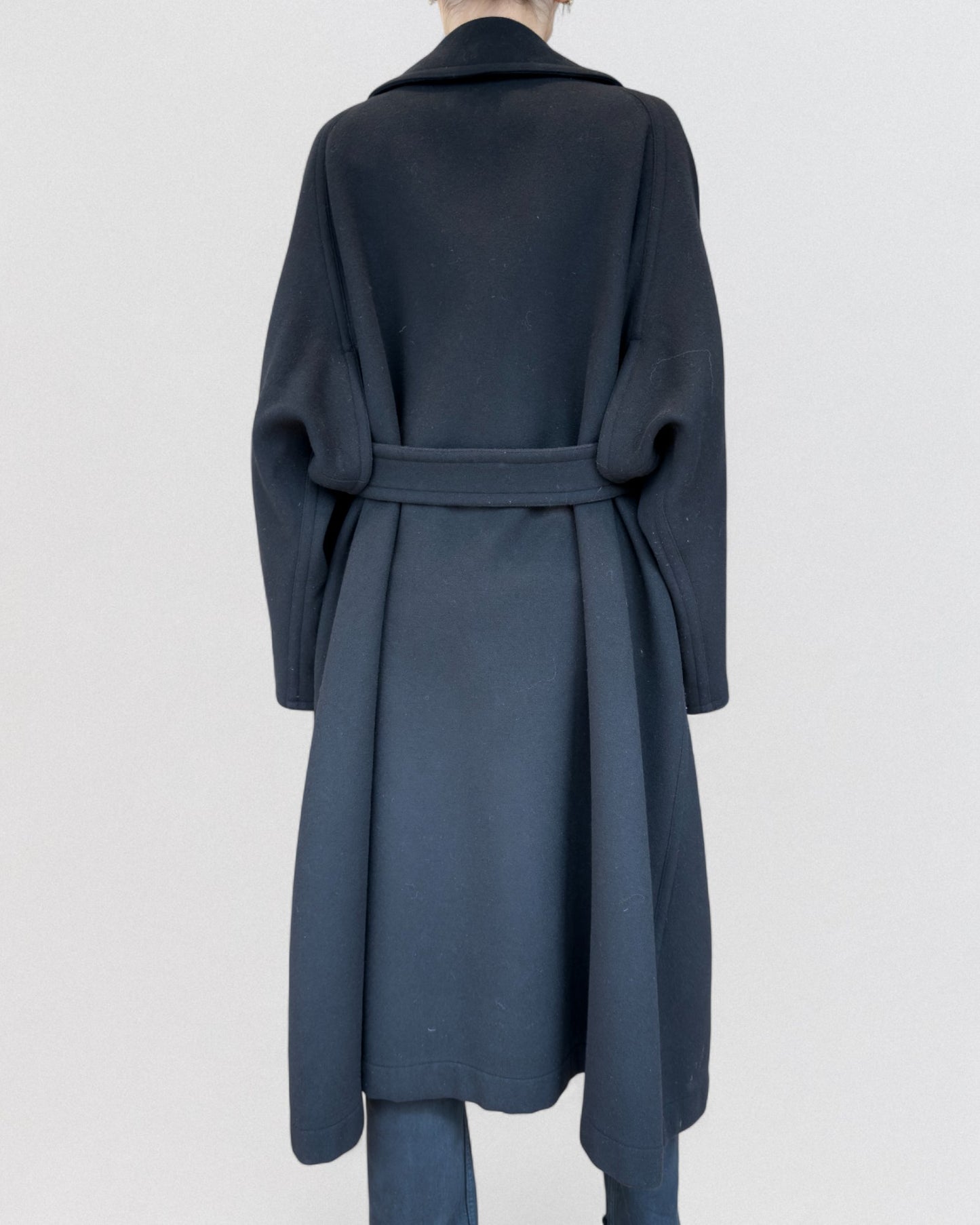 Yohji Yamamoto Fall 2002 Oversized Belted Double Breasted Wool Coat