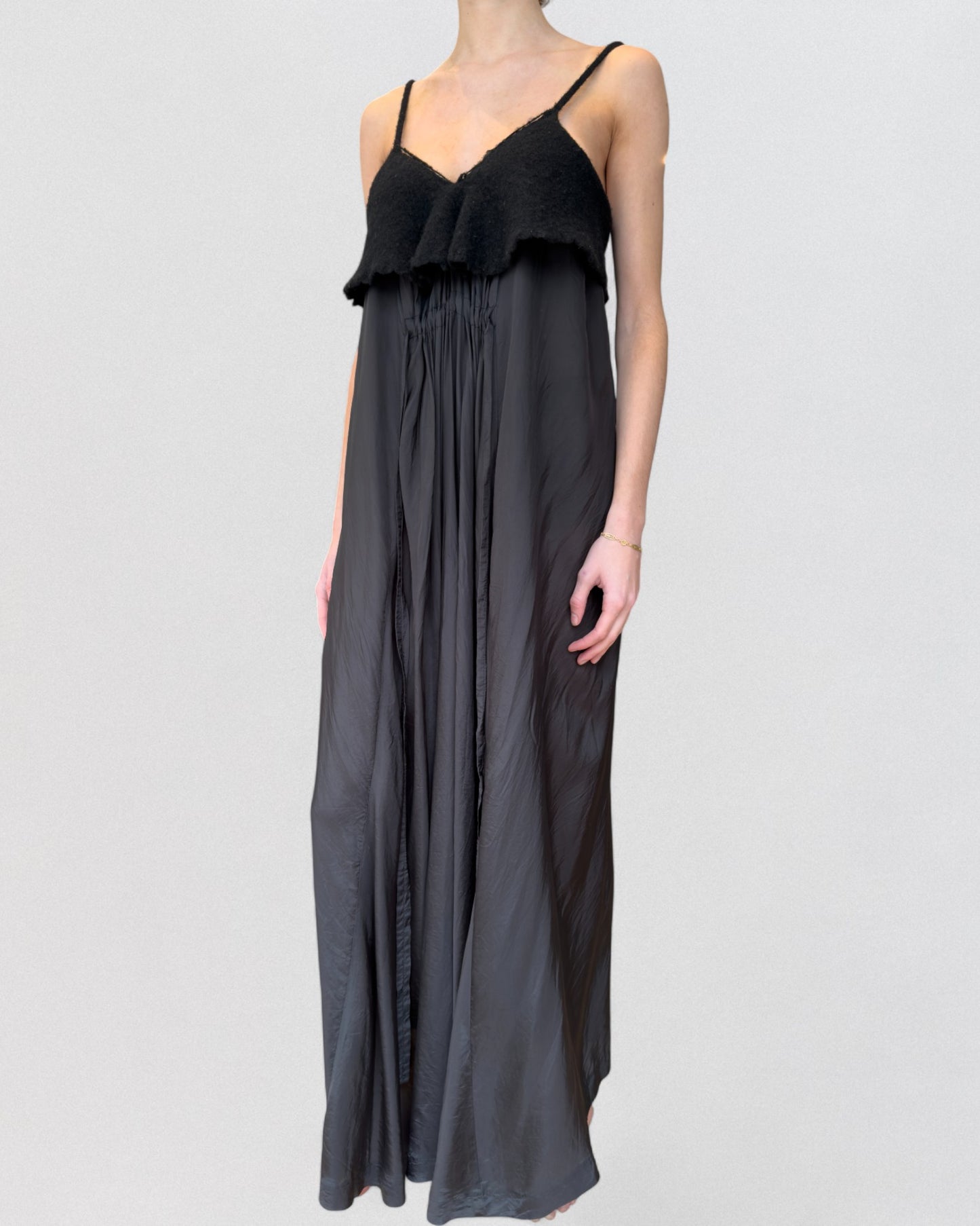 Comme des Garçons Fall/Winter 1994 Black Boiled Wool Maxi Dress