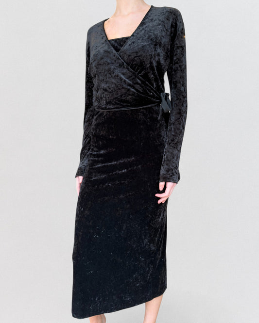 Yohji Yamamoto Fall 1986 Velvet Wrap Dress