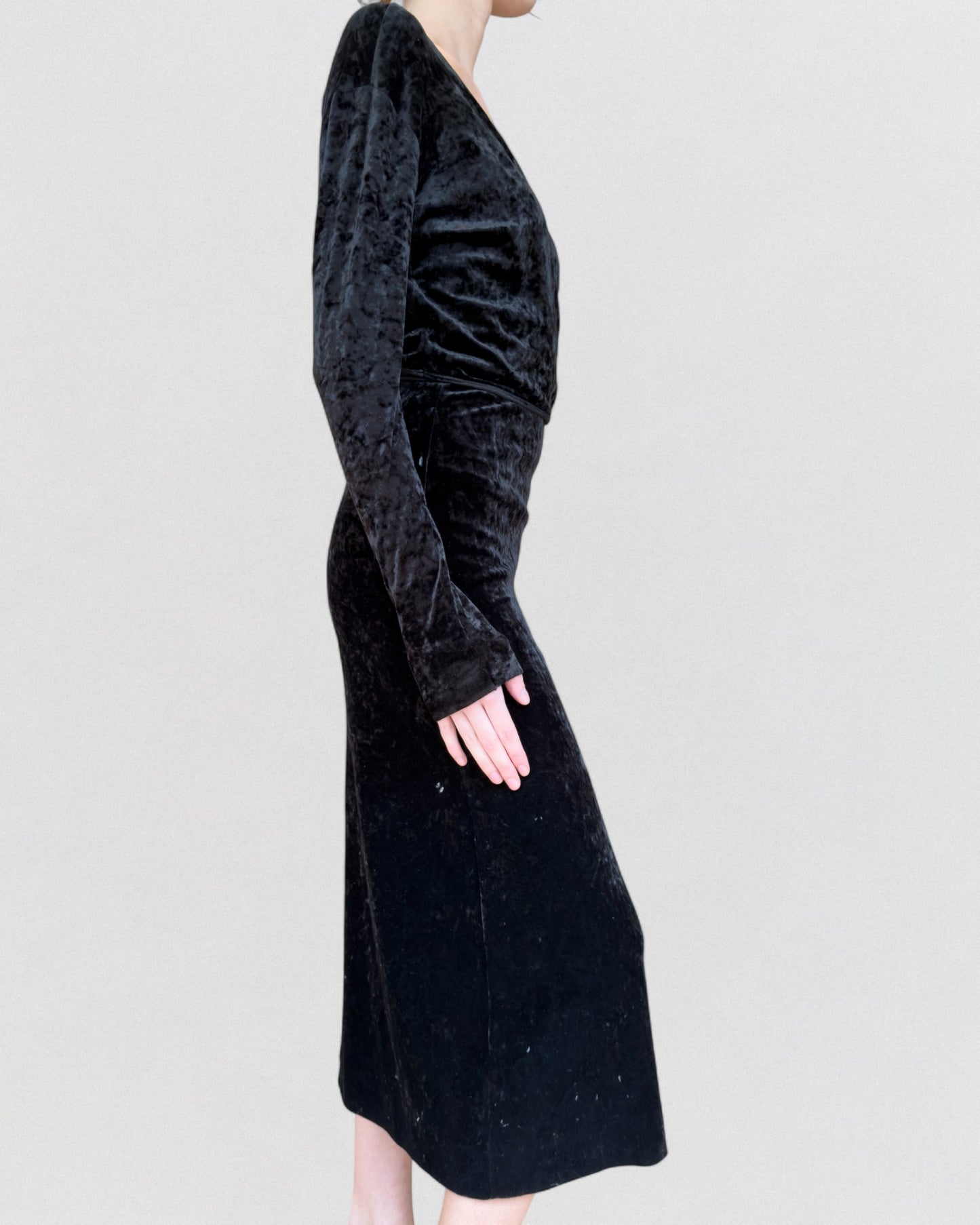 Yohji Yamamoto Fall 1986 Velvet Wrap Dress