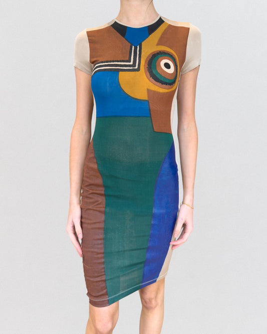 Jean Paul Gaultier Spring 1990 Hand Painted Bodycon Dress
