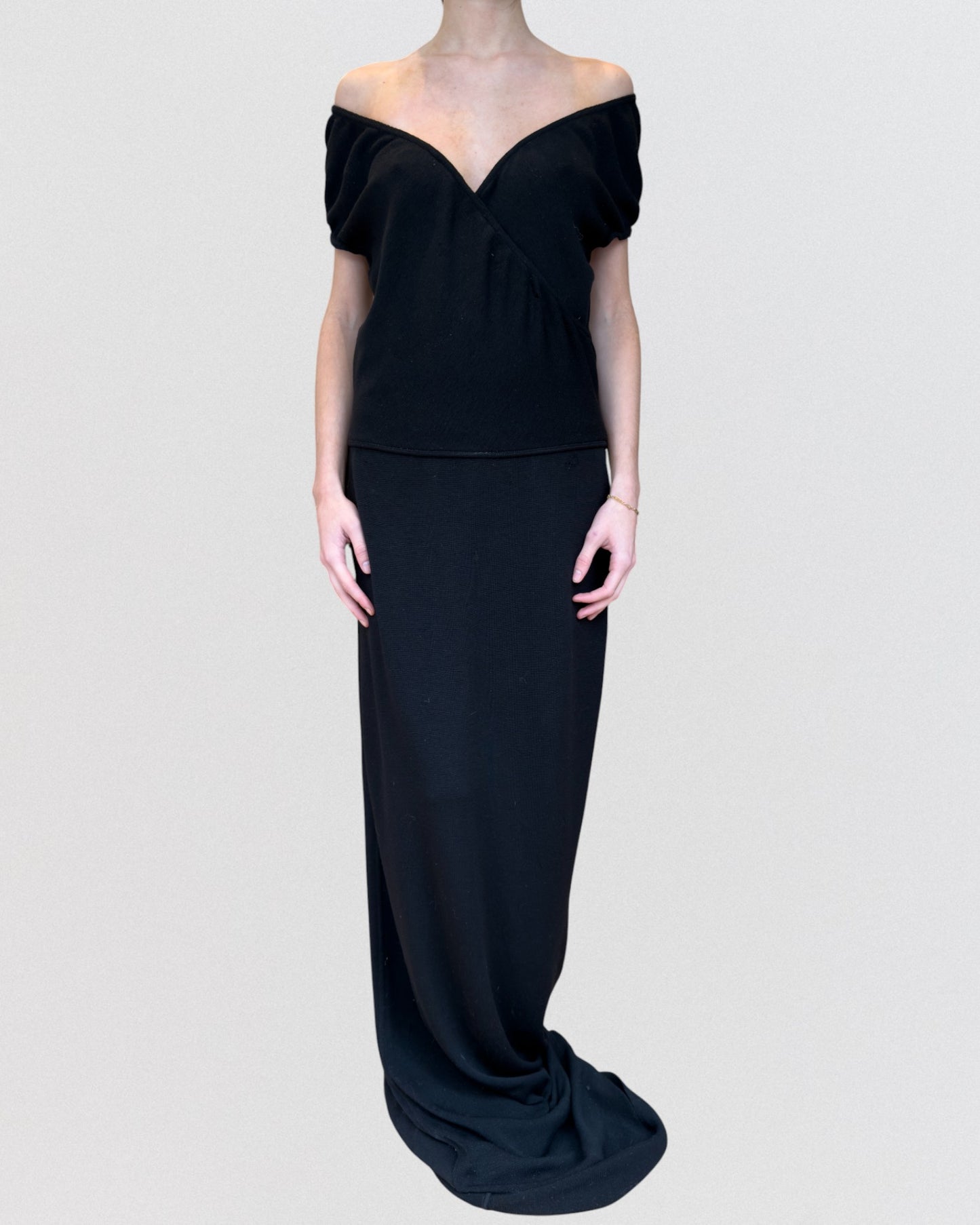Alaïa Fall 1987 Black Knit Off-Shoulder Gown