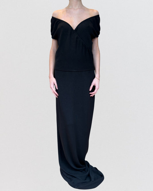 Alaïa Fall 1987 Black Knit Off-Shoulder Gown