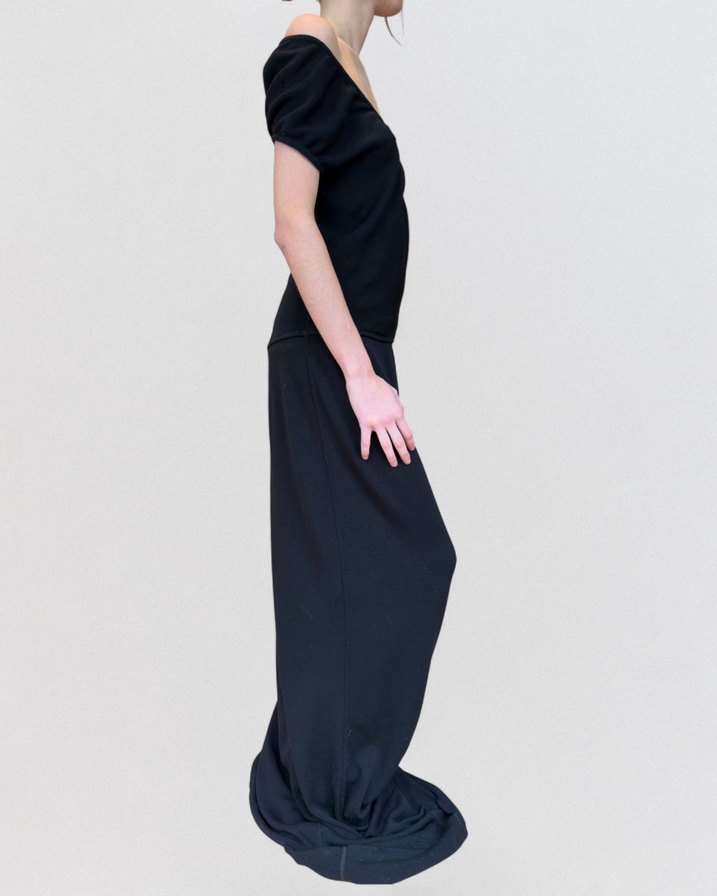 Alaïa Fall 1987 Black Knit Off-Shoulder Gown