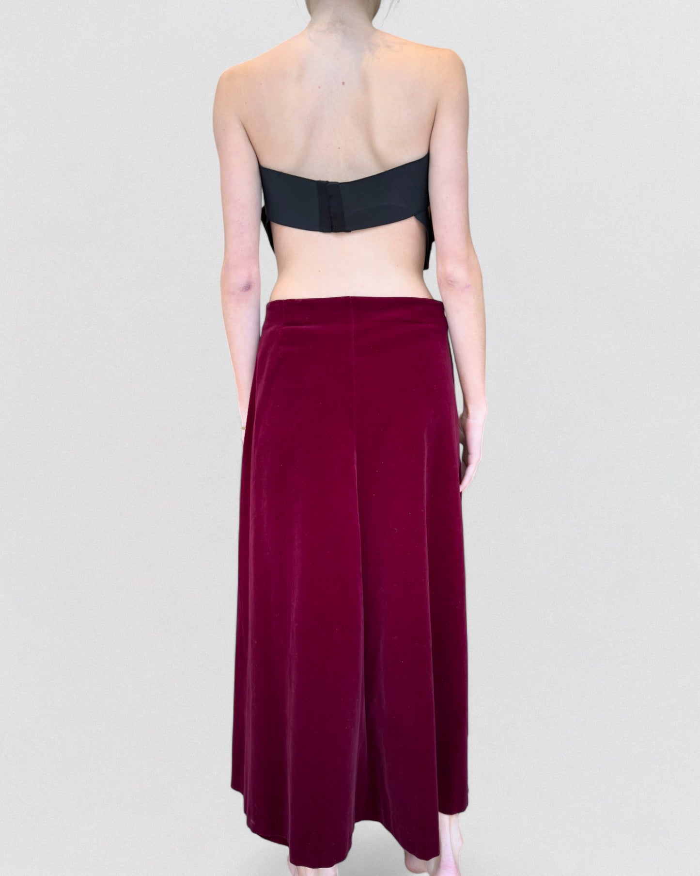 Comme Dess Garçons Fall 2001 Deconstructed Red Velvet Bustier Skirt Ensemble