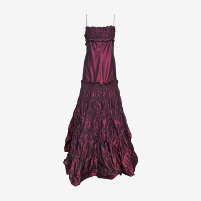 Valentino F/W 2005 Burgundy Iridescent Taffeta Silk Gown
