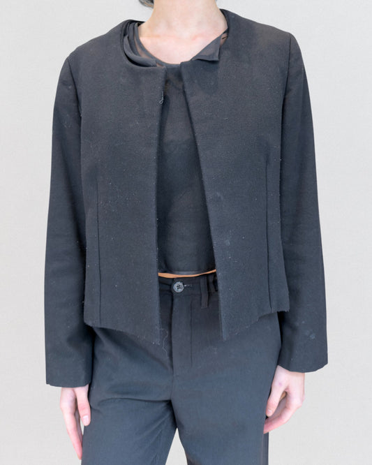 Commes Des Garcons Fall 1997 Black Wool Deconstrcuted Jacket & Top Ensemble