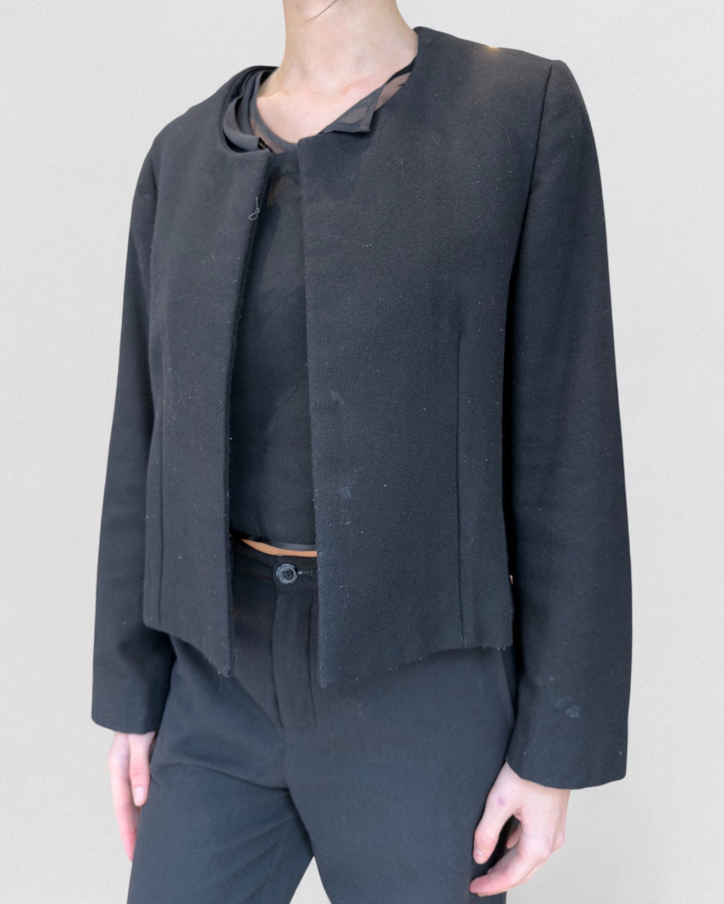 Commes Des Garcons Fall 1997 Black Wool Deconstrcuted Jacket & Top Ensemble