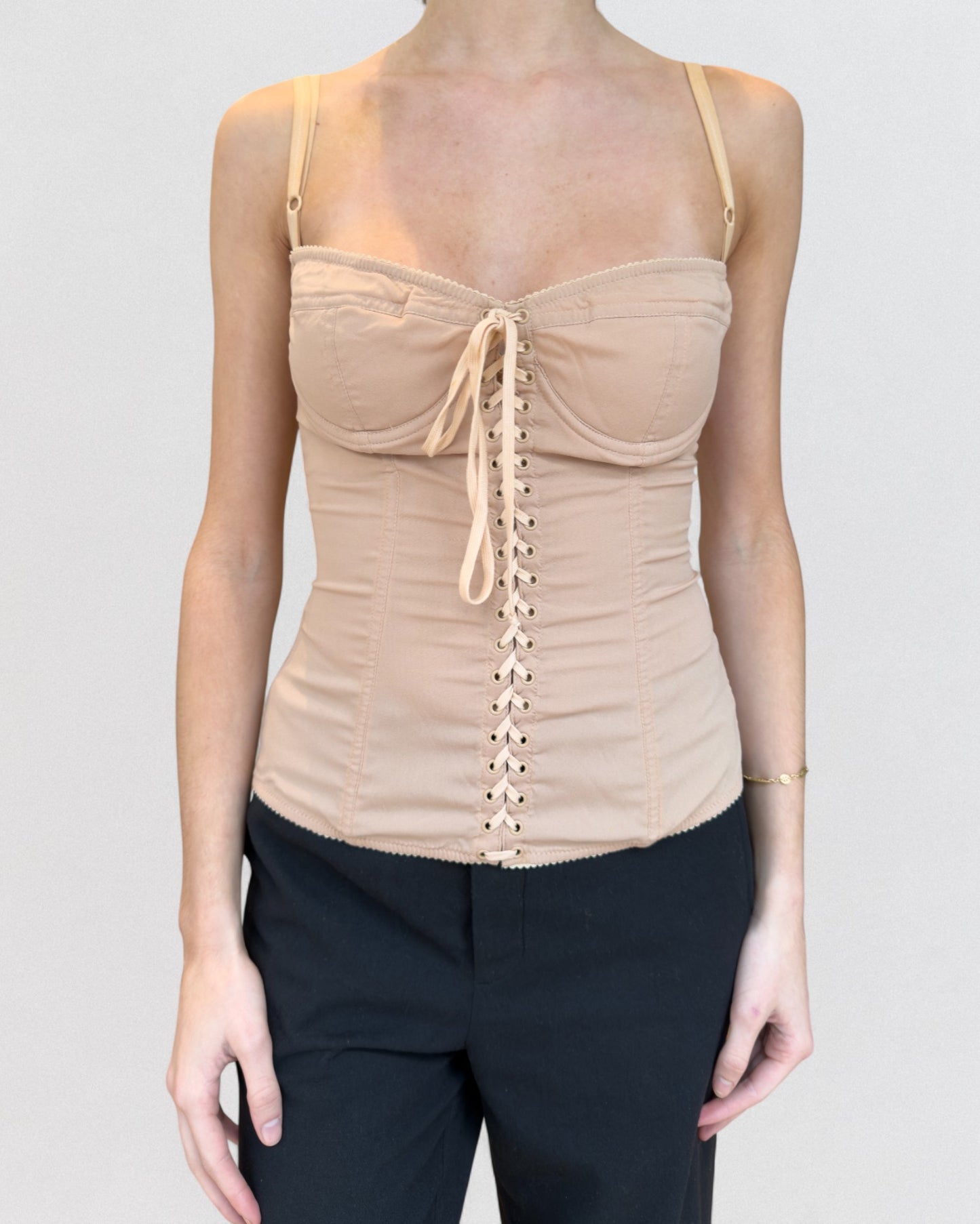 Dolce & Gabbana Spring 2003 Pink Lace Bustier