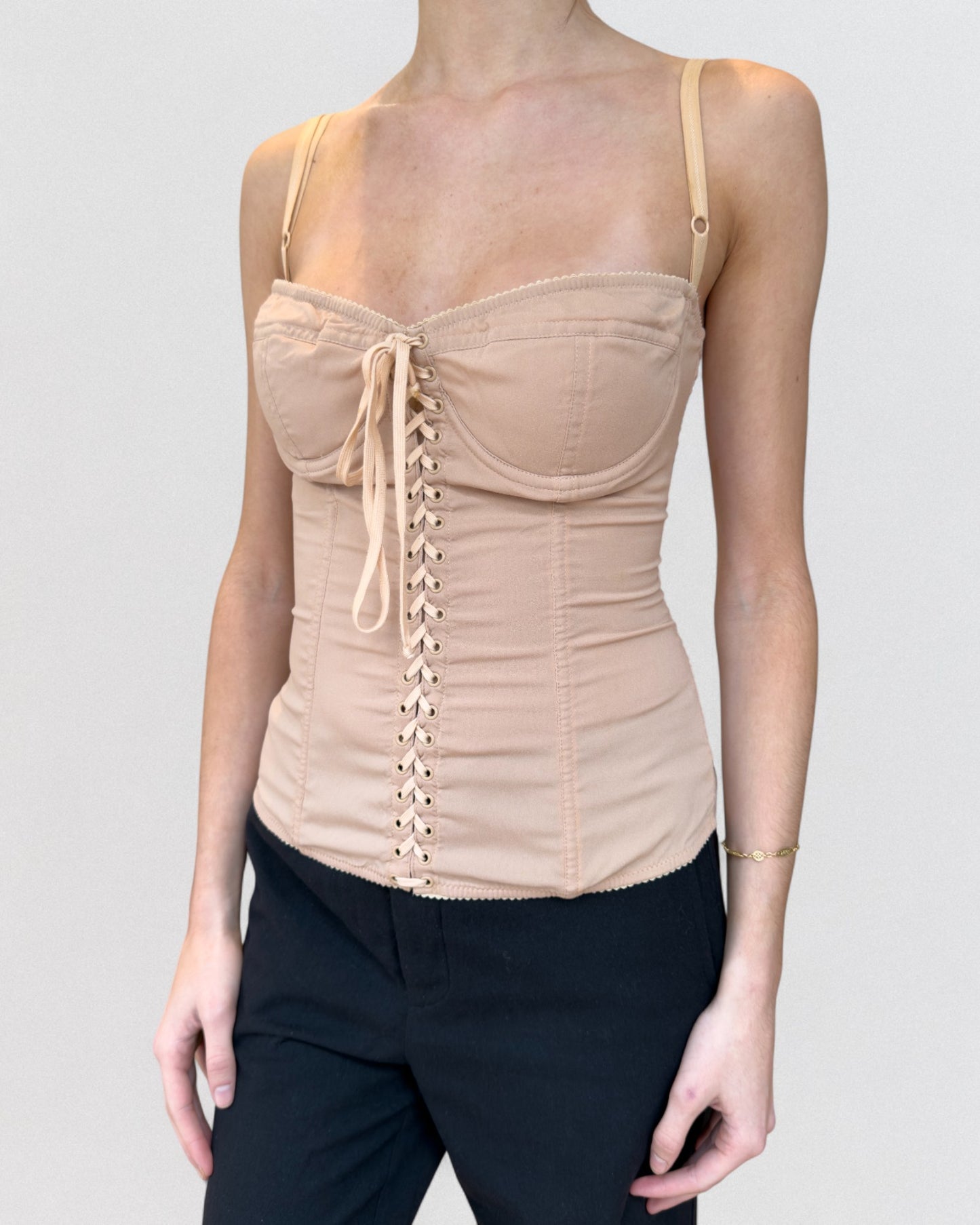 Dolce & Gabbana Spring 2003 Pink Lace Bustier