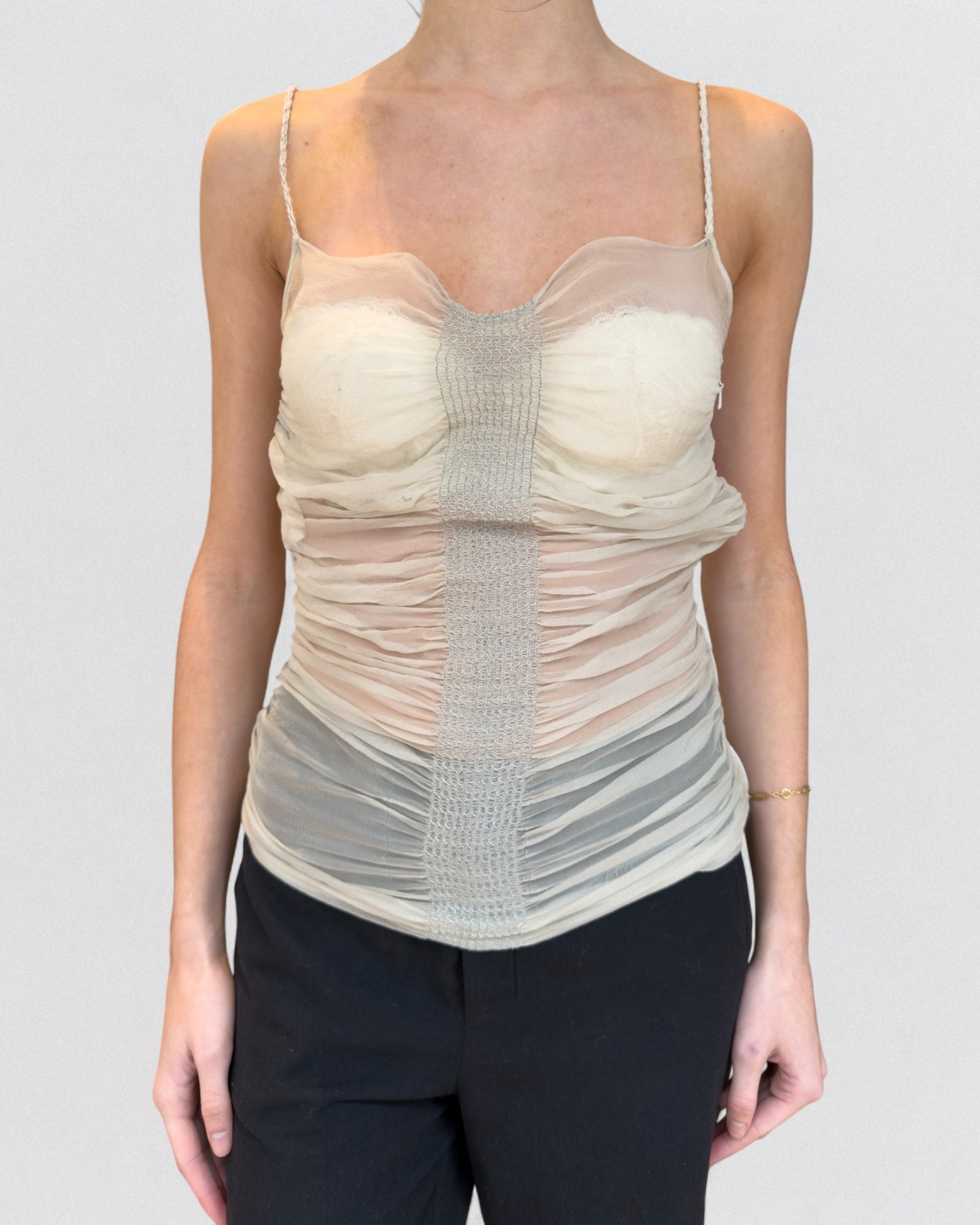 Dolce & Gabbana Spring 2003 Sheer Ruched Mesh Camisole