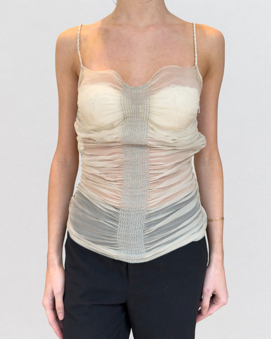 Dolce & Gabbana Spring 2003 Sheer Ruched Mesh Camisole
