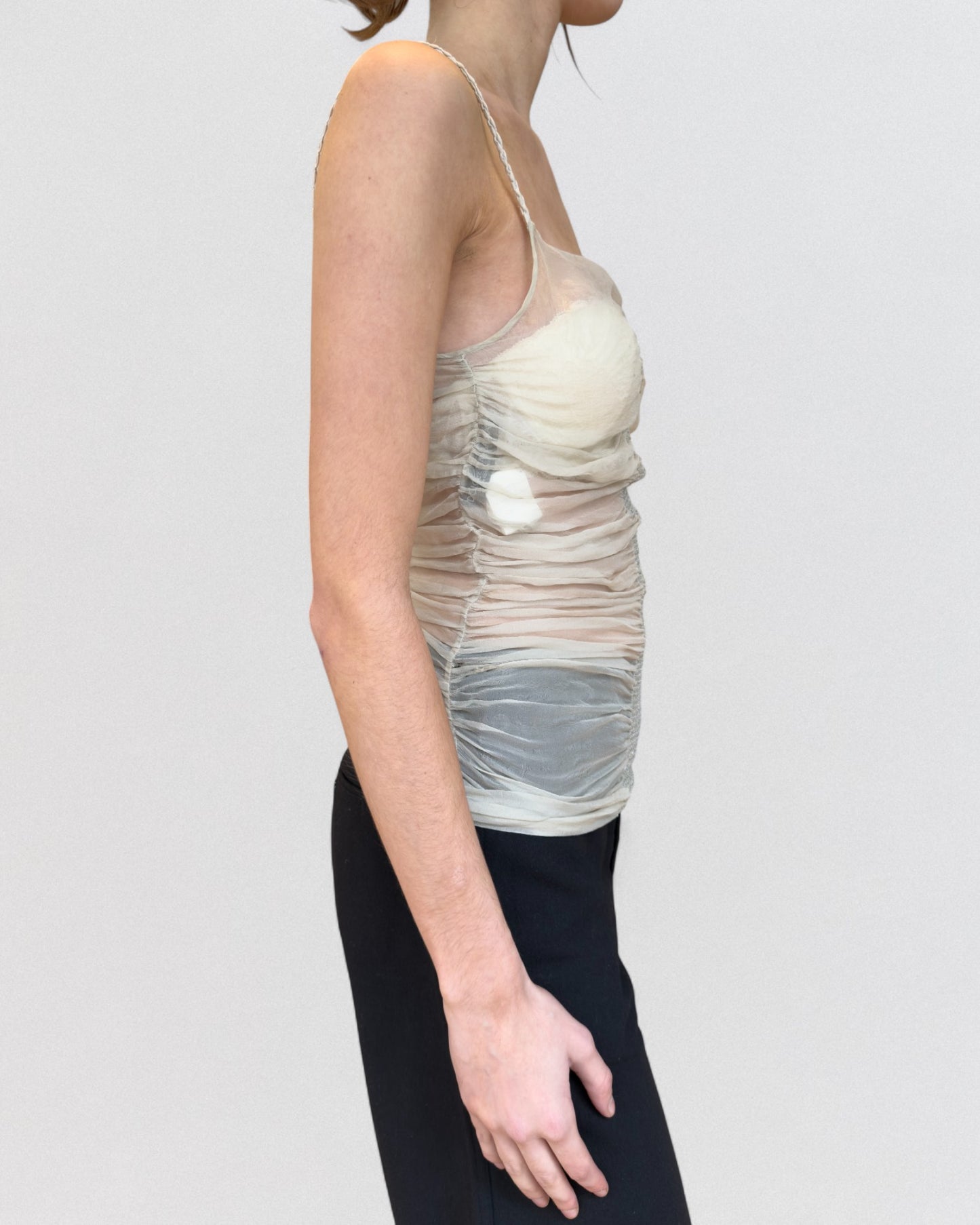 Dolce & Gabbana Spring 2003 Sheer Ruched Mesh Camisole