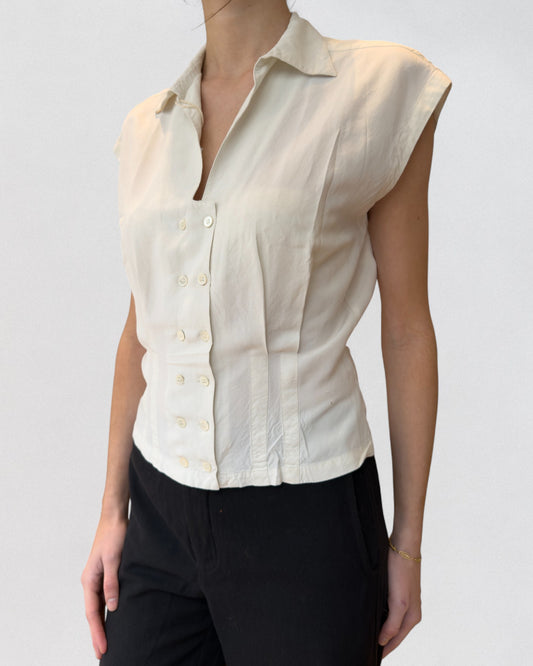 Alaïa Spring 1987 Raw Silk Blouse