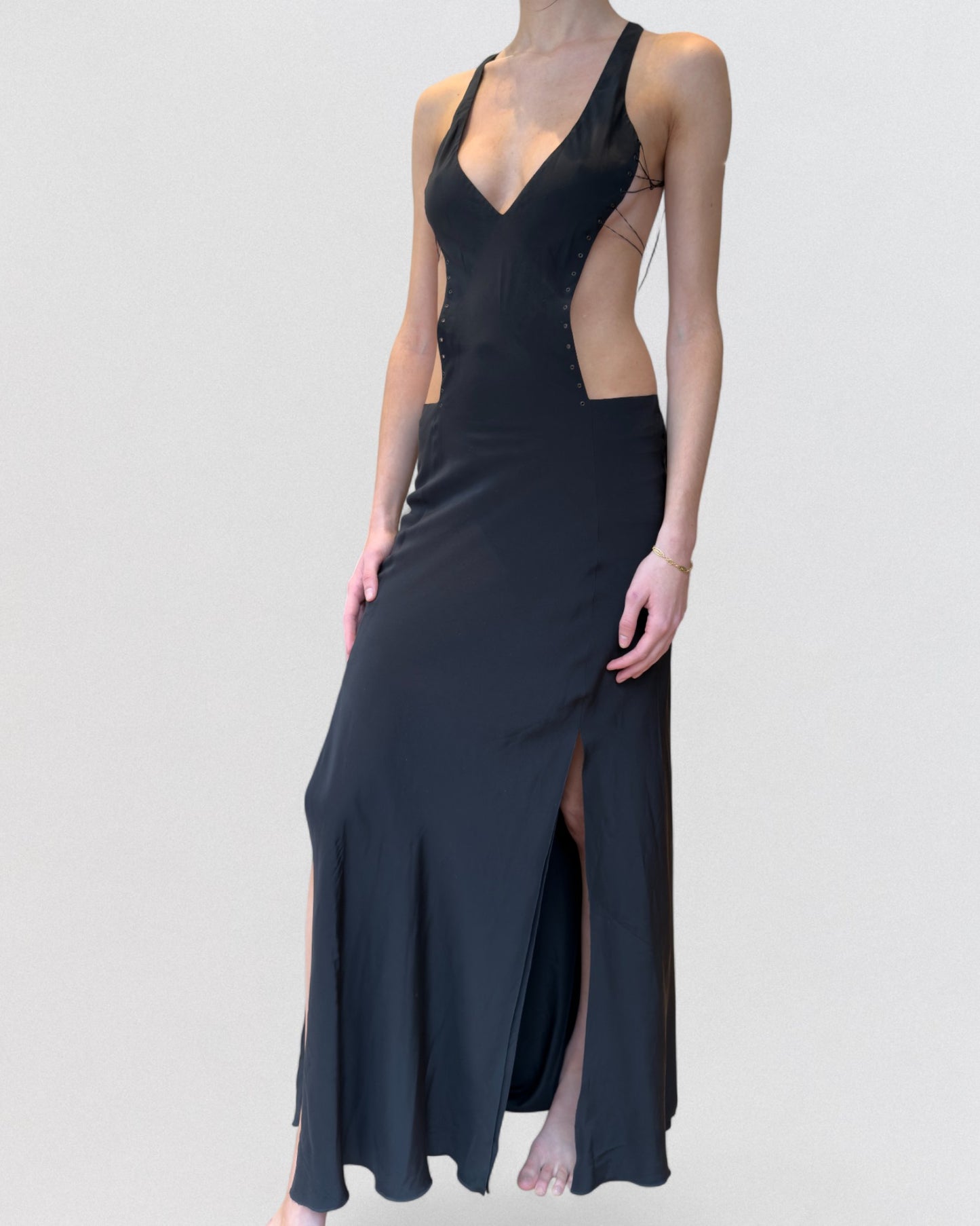 Gucci by Tom Ford Fall 2002 Black Silk Press Office Sample Evening Gown