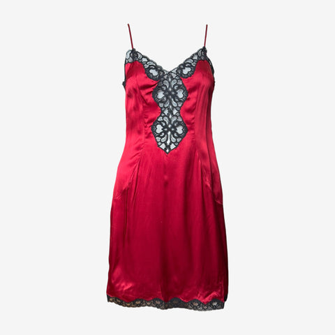 Dolce & Gabbana S/S 1995 Silk Slip Dress with Lace Trim