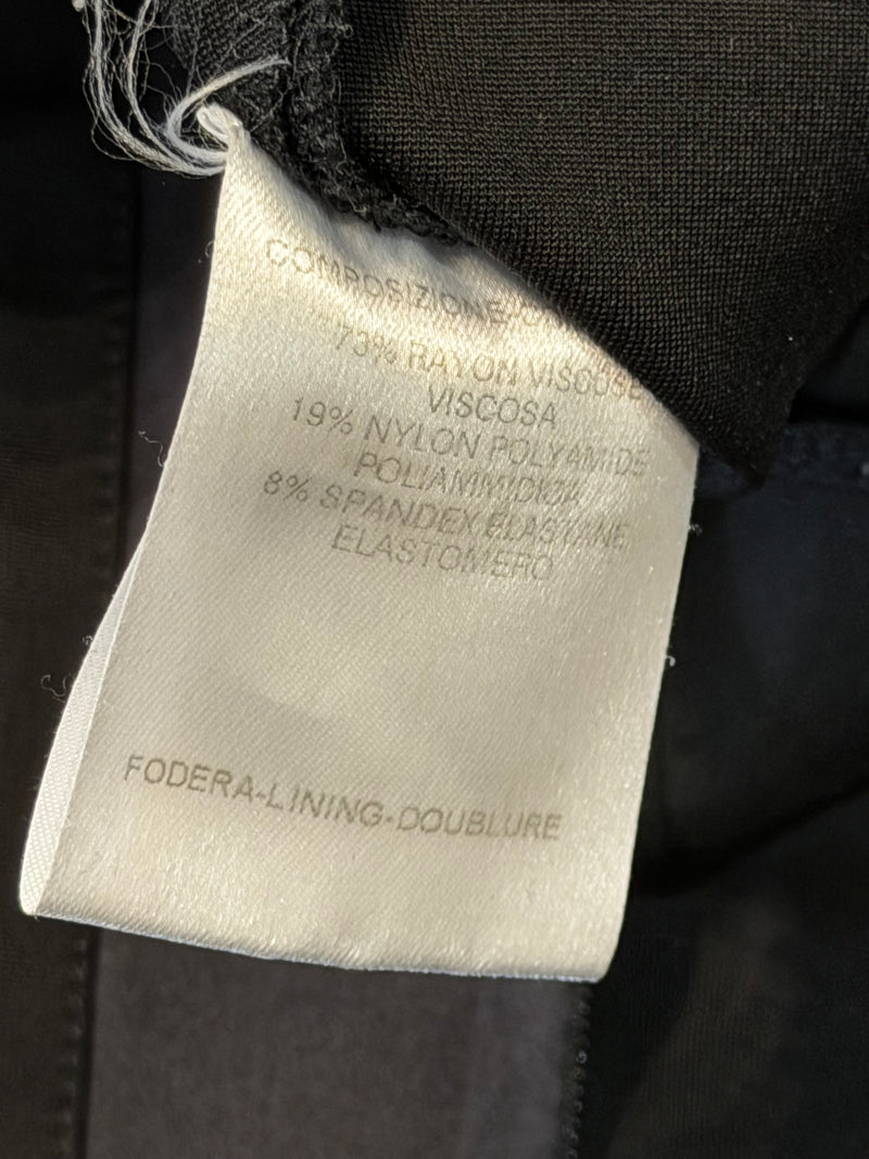 Gucci Tom Ford black jersey dress, close-up of shoulder padding and sleeve construction