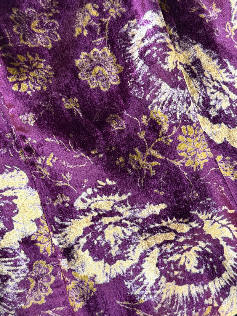 Interior black fabric lining of Dolce & Gabbana patchwork velvet slip gown