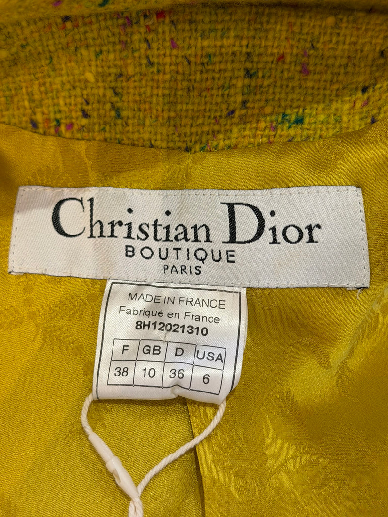 Multicolored flecked Donegal tweed texture, Christian Dior John Galliano F/W 1998 suit detail