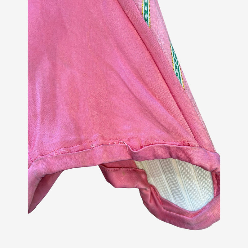 Pink striped corset bustier, condition and fabric detail