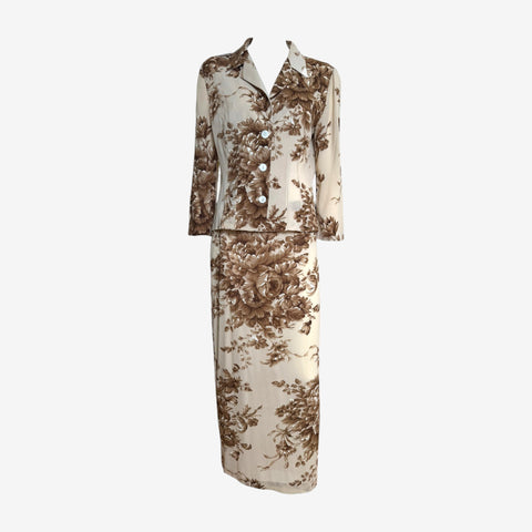 Dolce & Gabbana S/S 1997 Floral Silk Shirt and Skirt Set