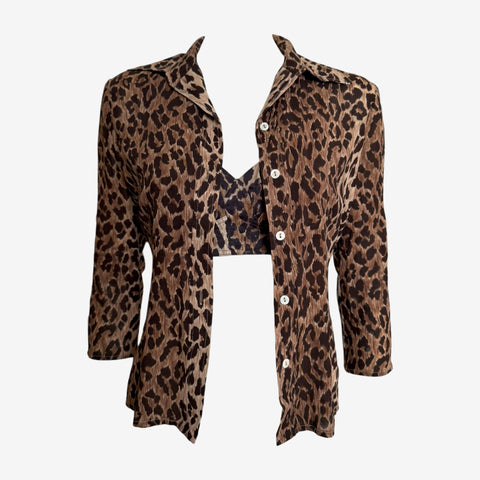 Dolce & Gabbana S/S 1997 Leopard Print Shirt and Bra Set