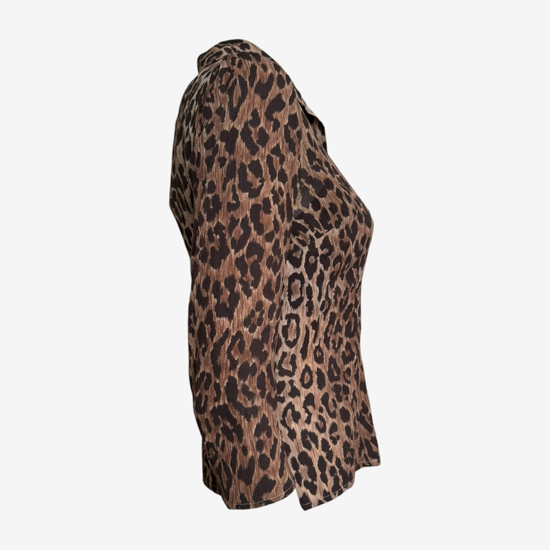 Matching mesh tulle leopard print bra by Dolce & Gabbana with cream lace trim and brown elastic straps