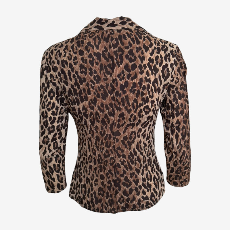 Leopard print bra by Dolce & Gabbana, detail of cream lace trim and silver-tone hardware