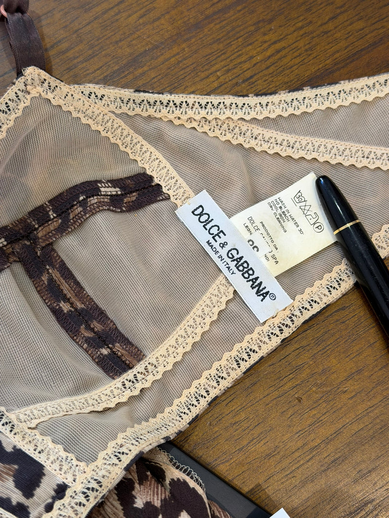 Dolce & Gabbana leopard print shirt, back view showing three-quarter sleeve length and print placement
