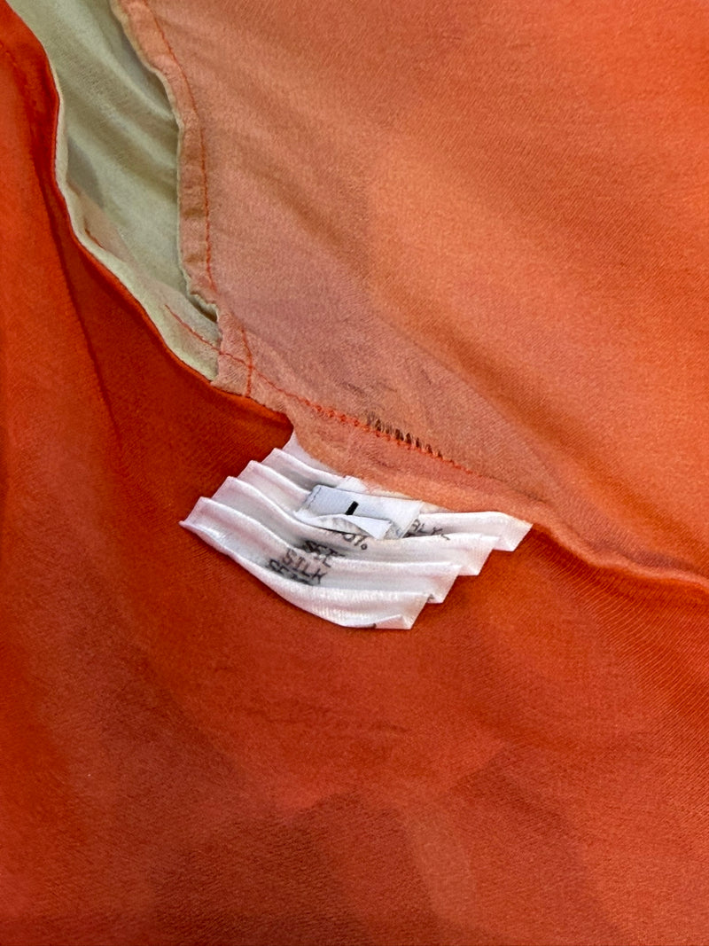 Terracotta hem transition on Roberto Cavalli S/S 2000 gradient silk georgette blouse